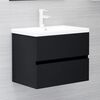 vidaXL Bathroom Furniture Set Black, White Engineered Wood, Ceramic Medium