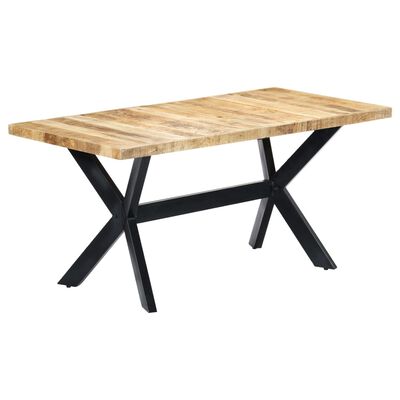vidaXL Dining Table 63"x31.5"x29.5" Solid Rough Mango Wood