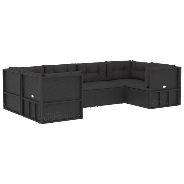vidaXL Garden Lounge Set Black PE rattan, powder-coated steel Medium