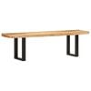 vidaXL Bench 63" Solid Rough Mango Wood and Steel