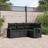 vidaXL Garden Sofa Set Black PE rattan, powder-coated steel Large