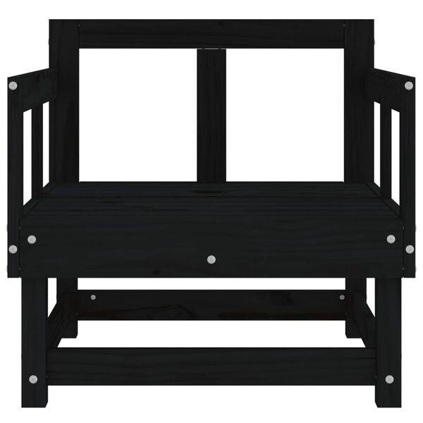 vidaXL Garden Chair Black Solid pine wood Medium Modular Garden Chair