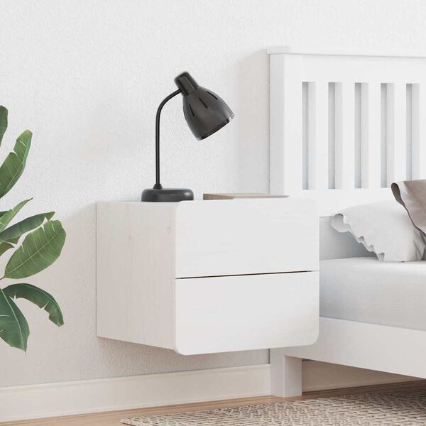 vidaXL Bedside Table White 15.35 x 13.39 x 12.99 in Solid pinewood
