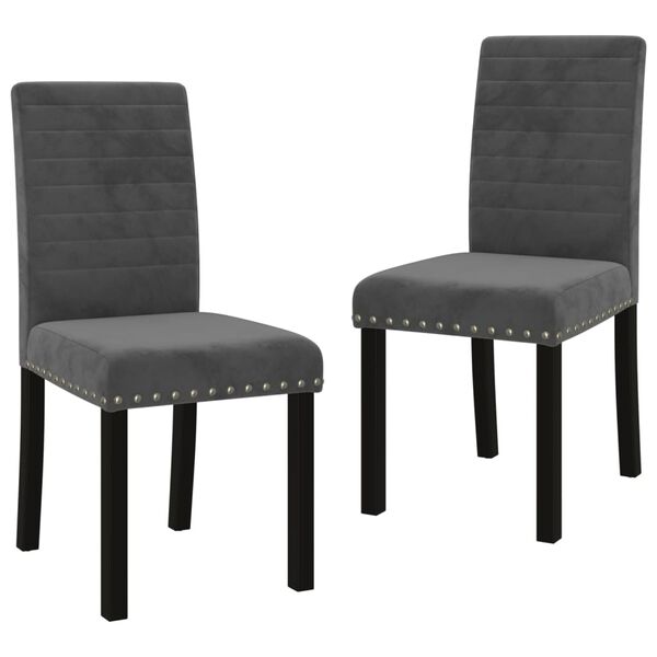 vidaXL Dining Chairs 2 pcs Dark Gray Velvet