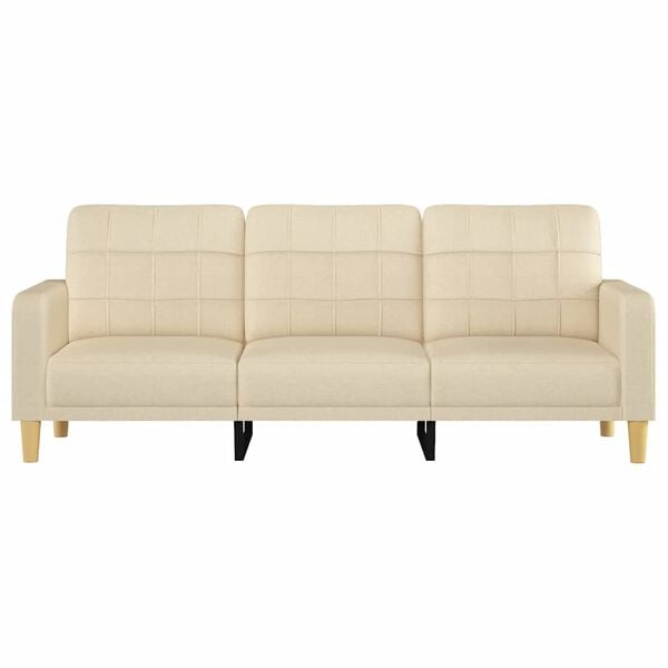 vidaXL 3-seater Sofa Cream Fabric (100% polyester), Metal, Textilene