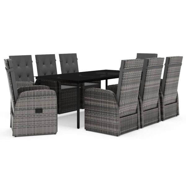 vidaXL Outdoor Dining Set Grey and black