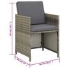 vidaXL Outdoor Dining Set Grey Rattan + Dark Grey Cushion