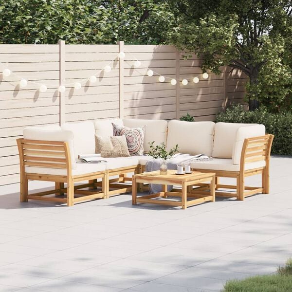 vidaXL Garden Lounge Set Cream, Brown Solid Acacia Wood, Polyester Medium