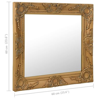 vidaXL Wall Mirror Baroque Style 23.6"x23.6" Gold