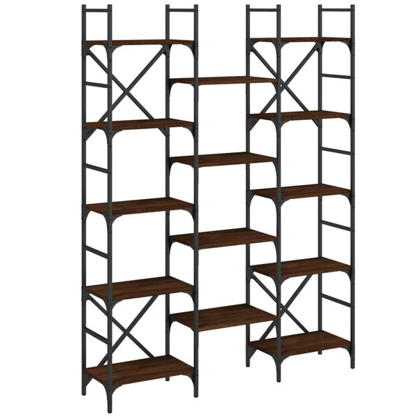 vidaXL Bookshelf Brown Oak Engineered wood and powder-coated steel Large