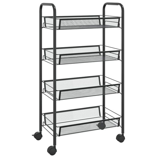 vidaXL 4-Tier Kitchen Trolley Black 18.1"x10.2"x33.5" Iron
