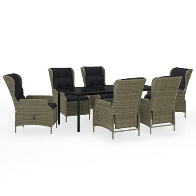 vidaXL 7 Piece Patio Dining Set Brown