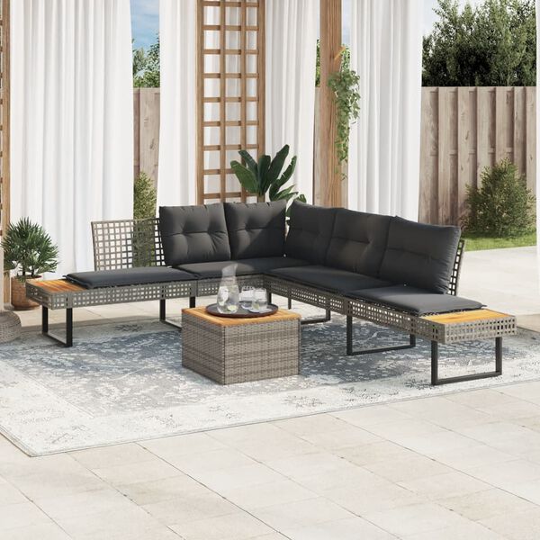 vidaXL Garden Sofa Set Grey