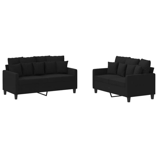 vidaXL Sofa Set Black Fabric (100% polyester), metal, textilene, plywood
