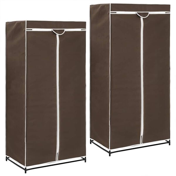 vidaXL Wardrobe Brown Iron frame with fabric cover Medium Wardrobe
