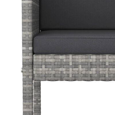 vidaXL 5 Piece Patio Bar Set with Cushions Gray Poly Rattan