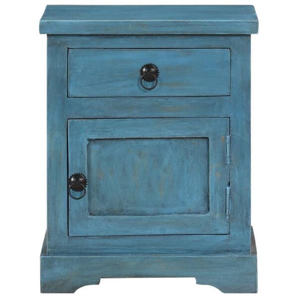 vidaXL Bedside Table Blue Solid Mango Wood Bedside Table Rectangular