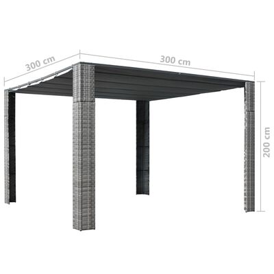 vidaXL Gazebo with Roof Poly Rattan 118.1"x118.1"x78.7" Gray and Anthracite