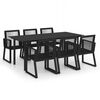 vidaXL 7 Piece Patio Dining Set PVC Rattan Black