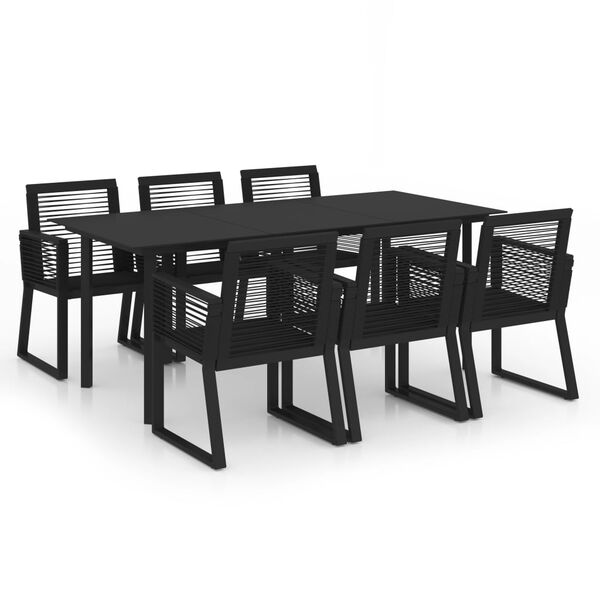 vidaXL 7 Piece Patio Dining Set PVC Rattan Black