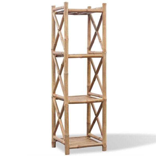 vidaXL Bookcase Bamboo Compact Shelf Square Tropical Bamboo Shelf