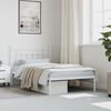 vidaXL Bed Frame White Powder-Coated Steel Twin Bed Frame Rectangular