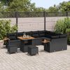 vidaXL Garden Sofa Set with Cushion 13 pcs Black Poly Rattan