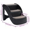 vidaXL Dog Stair Black Polypropylene 3-step Foldable Dog Stair