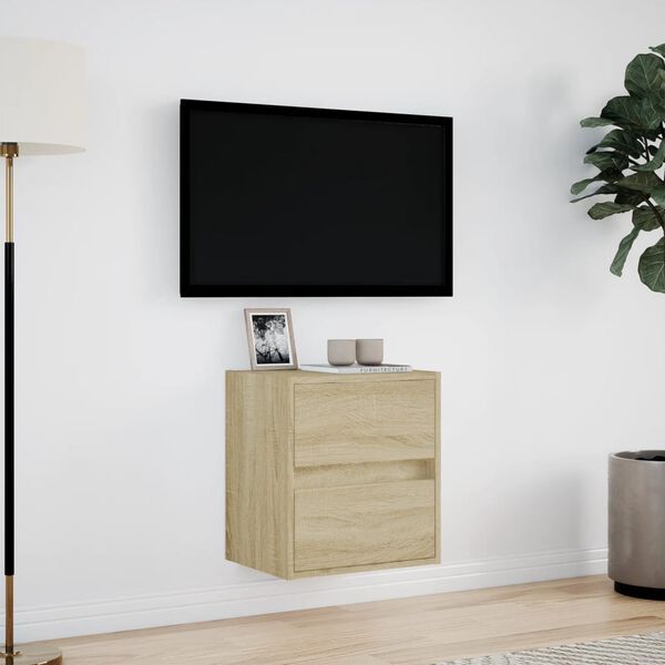 vidaXL TV Wall Cabinet Sonoma Oak Engineered Wood 16.1 x 12.2 x 17.7 in