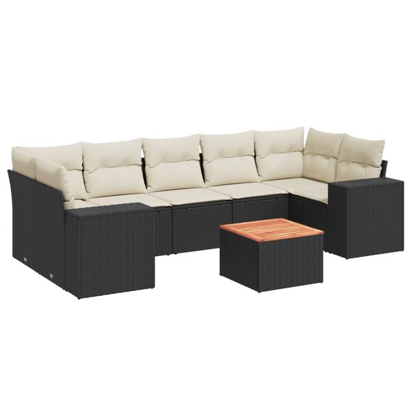 vidaXL Garden Sofa Set Black, Cream White