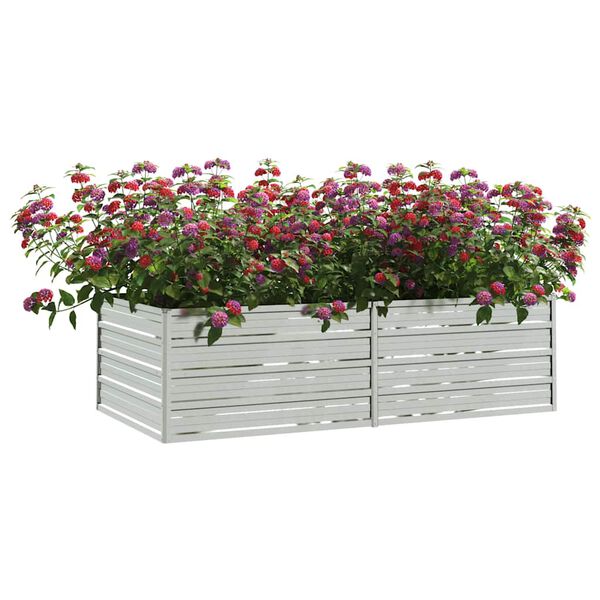 vidaXL Garden Raised Bed Silver Galvanized Steel Large Garden Raised Bed