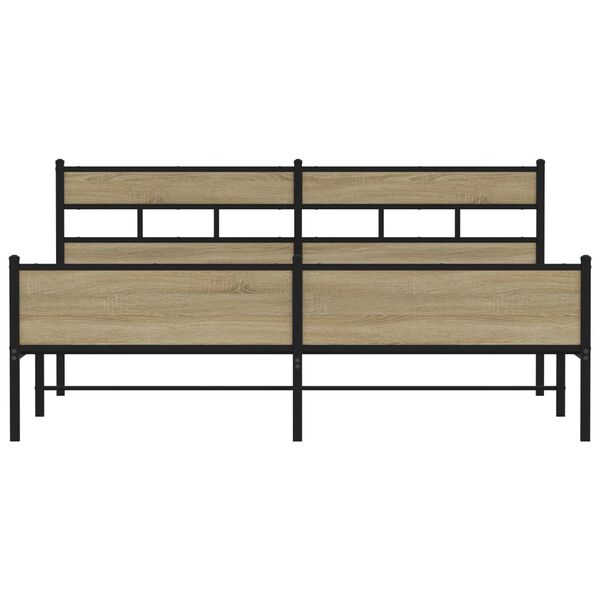 vidaXL Bed Frame Sonoma oak Steel, engineered wood Double Bed Frame