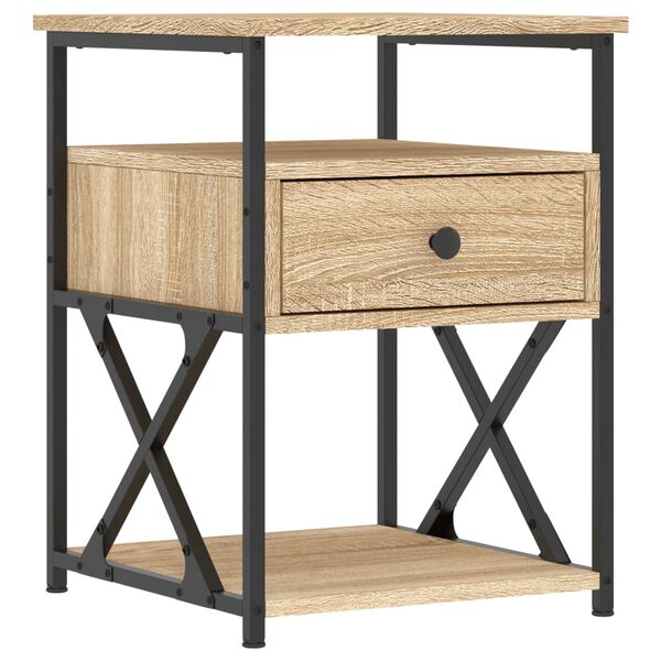vidaXL Nightstand Sonoma Oak Engineered wood, iron 15.7x16.5x21.7 in