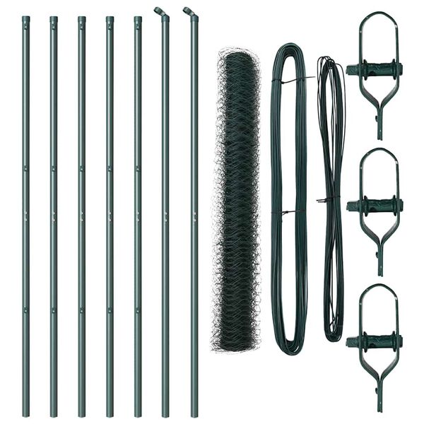 vidaXL Fence Post Green 32.81 x 4.59 ft (1.97 in mesh) Steel and PVC