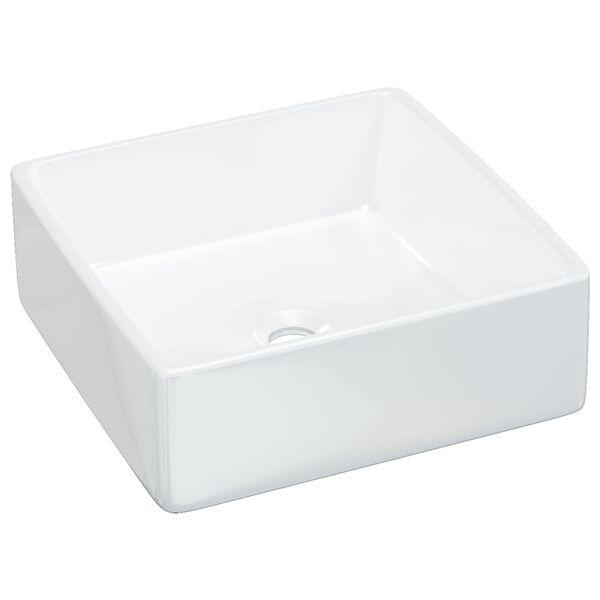 vidaXL Wash Basin White 14.6"x14.6"x5.1" Ceramic Square