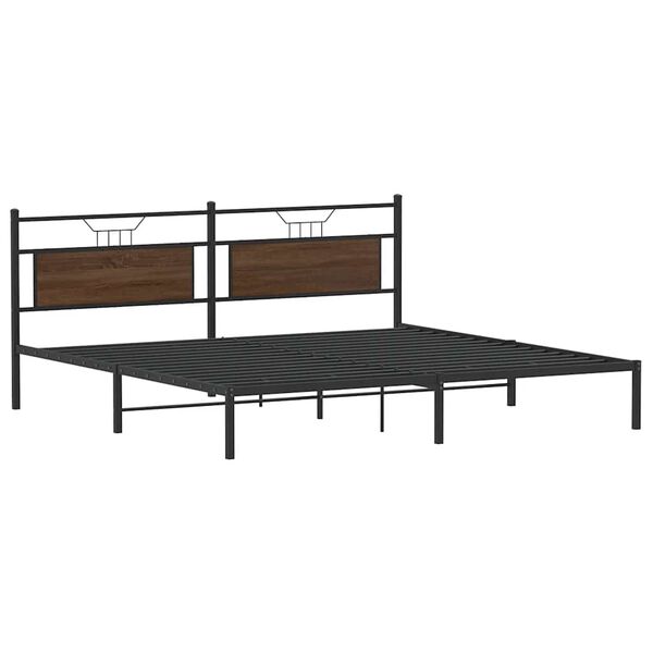 vidaXL Bed Frame Smoked oak Engineered wood and steel Full Bed Frame