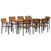 vidaXL Garden Dining Set 9 pcs Black and brown 78.7" x 35.4" x 29.5