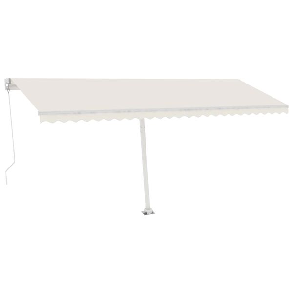 vidaXL Freestanding Manual Retractable Awning 196.9x118.1" Cream (313193+313169+315091)