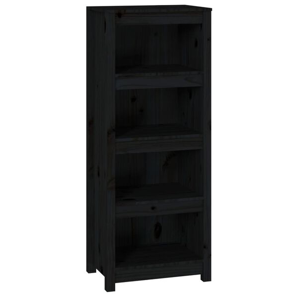 vidaXL Book Cabinet Black Solid Pine Wood Medium Book Cabinet