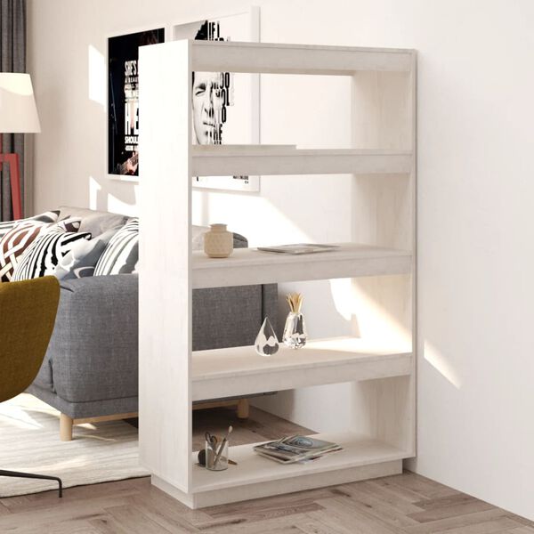 vidaXL Book Cabinet White Solid pine wood Medium Book Cabinet