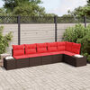 vidaXL Garden Sofa Set with Cushion 6 pcs Brown Poly Rattan