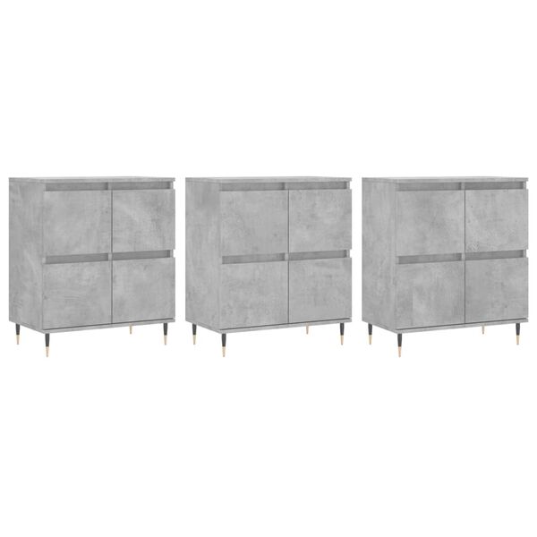 vidaXL Sideboard Set of 3 Concrete Grey Engineered wood, Metal Large