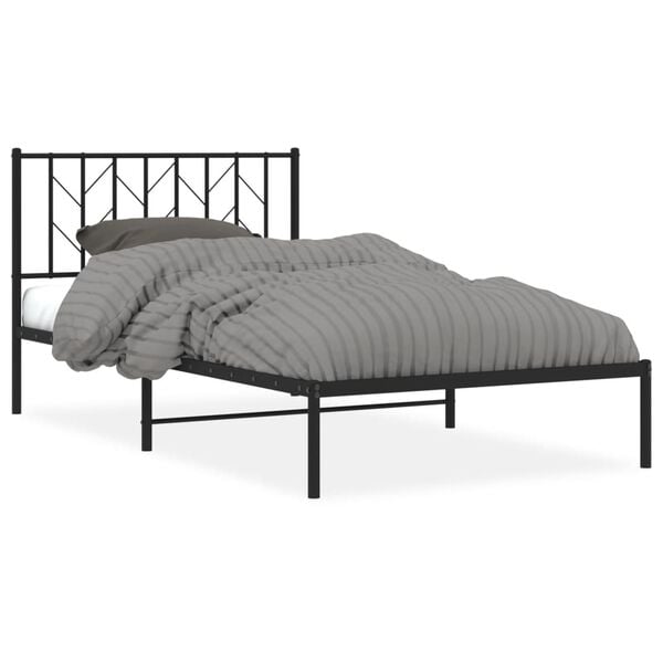 vidaXL Bed Frame Black Powder-coated steel Twin Bed Frame Rectangular