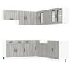 vidaXL Kitchen Cabinet Set Grey sonoma Engineered wood and glass Large