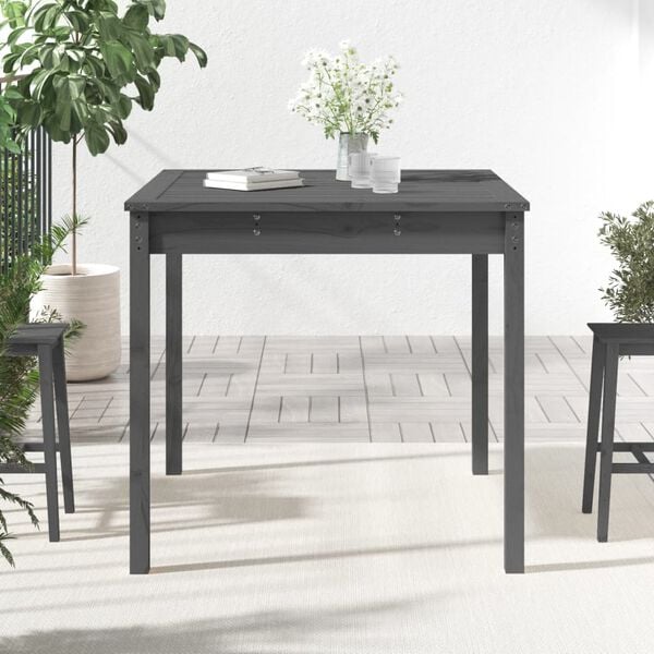 vidaXL Garden Table Grey Solid Pine Wood Small Durable Modern