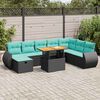 vidaXL 9 Piece Patio Sofa Set with Cushions Brown Poly Rattan Acacia