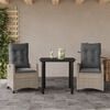 vidaXL 3 Piece Patio Dining Set with Cushions Light Grey Poly Rattan