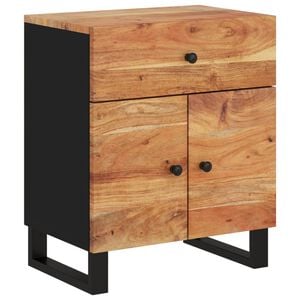 vidaXL Bedside Cabinet Natural wood and black
