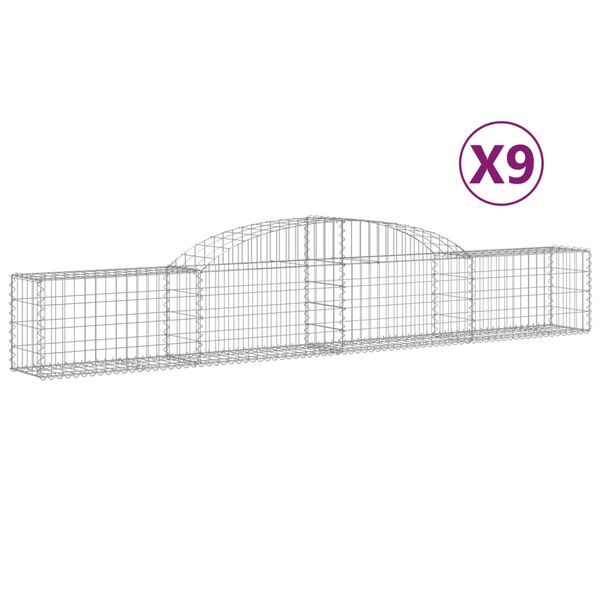 vidaXL Gabion Basket Set of 9 Silver Galvanized iron Large Durable