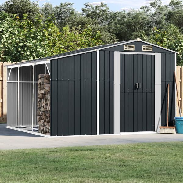 vidaXL Garden Shed Anthracite Galvanized steel, PP (polypropylene) Large